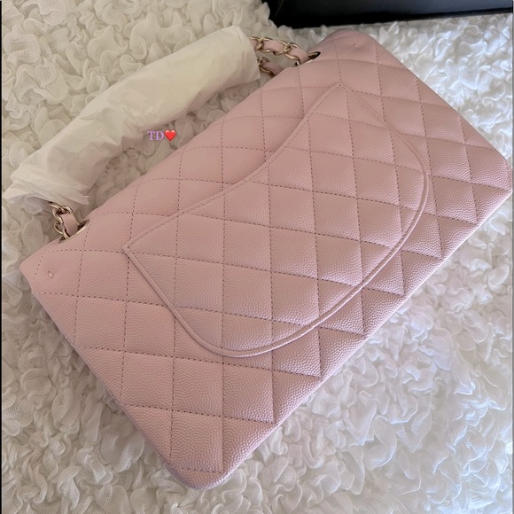 🎁 CHANEL Classic Double classic flap 22S rose Clair light pink ( Caviar) - Picture 4 of 16